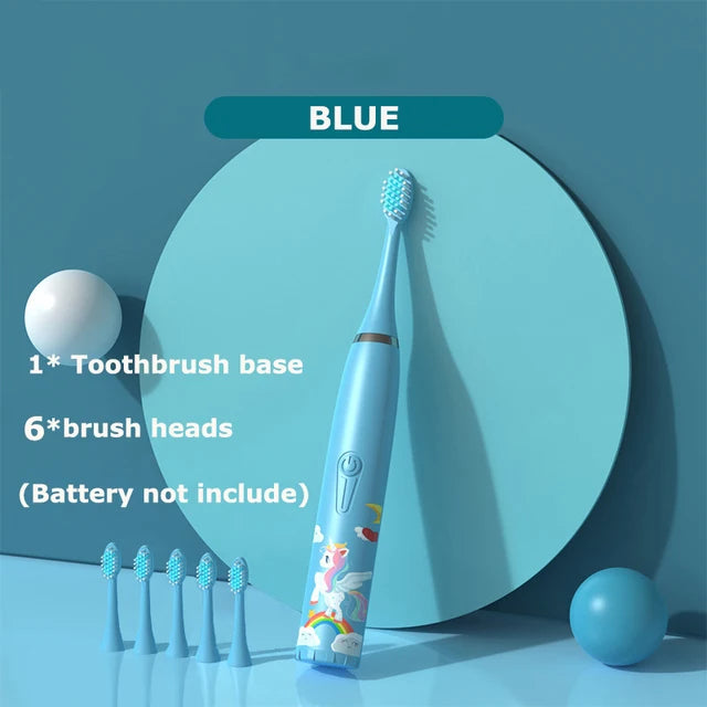 Brosse à dents électrique sonique pour enfants, dessin animé coloré pour enfants