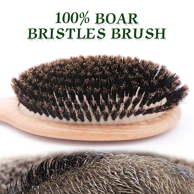 BOOMSLIFE-Brosse à cheveux en poils de sanglier pour femme, peigne pour cheveux, manche en bois, lisseur d'angle, accessoires de barbier