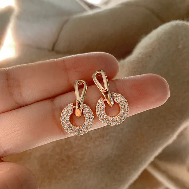 Boucles d'oreilles en Zircon pour femmes, bijoux de luxe exquis, strass brillants, géométrique, fête de mariage, AAA, offre spéciale