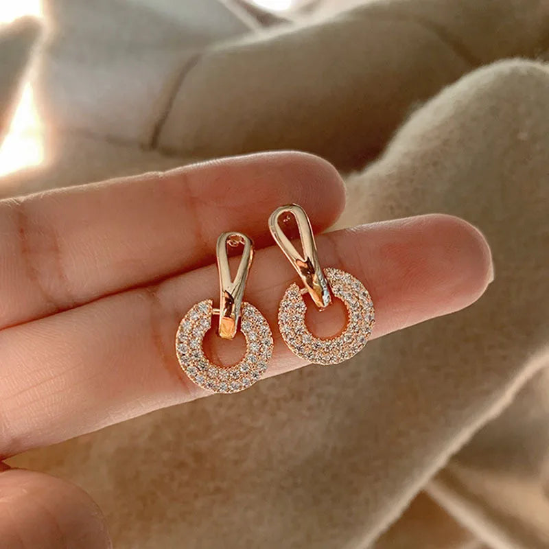 Boucles d'oreilles en Zircon pour femmes, bijoux de luxe exquis, strass brillants, géométrique, fête de mariage, AAA, offre spéciale