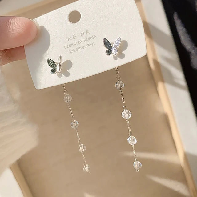 Boucles d'oreilles pendantes à pampilles à long fil pour femmes, barre de périphérie brillante vintage, document en or, bijoux à la mode, nouveau