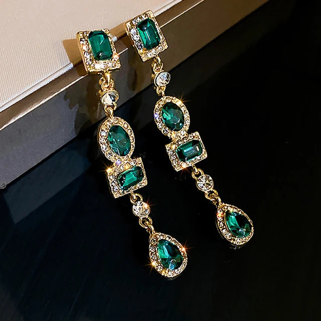 Boucles d'oreilles pendantes à pampilles à long fil pour femmes, barre de périphérie brillante vintage, document en or, bijoux à la mode, nouveau