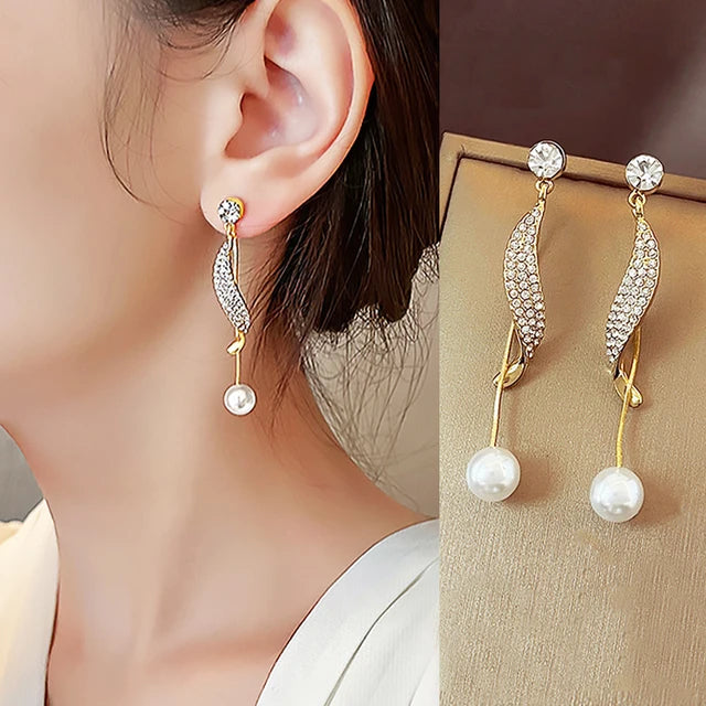 Boucles d'oreilles pendantes à pampilles à long fil pour femmes, barre de périphérie brillante vintage, document en or, bijoux à la mode, nouveau