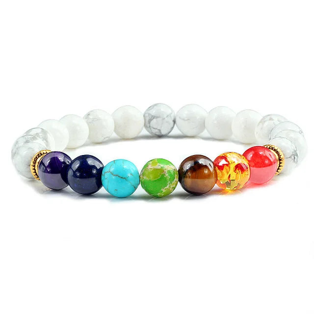 Bracelet 7 Chakra avec carte de signification pour hommes et femmes, cristal naturel, guérison, anlande, bijoux, mandala, yoga, méditation, cadeau