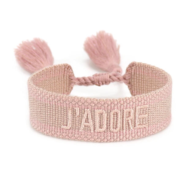 Bracelet Tressé avec Corde Réglable pour Femme, Tissé, Lettres Brodées, Pompon, Chia, Cadeau pour Amoureux, Nouvelle Collection 2022