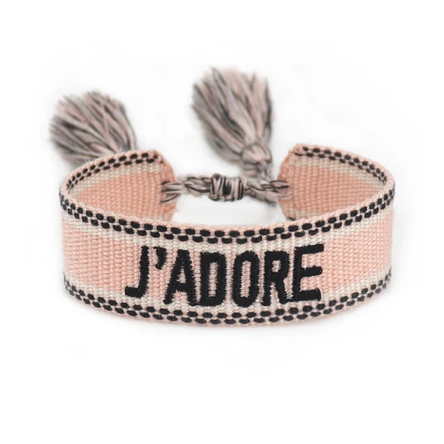 Bracelet Tressé avec Corde Réglable pour Femme, Tissé, Lettres Brodées, Pompon, Chia, Cadeau pour Amoureux, Nouvelle Collection 2022