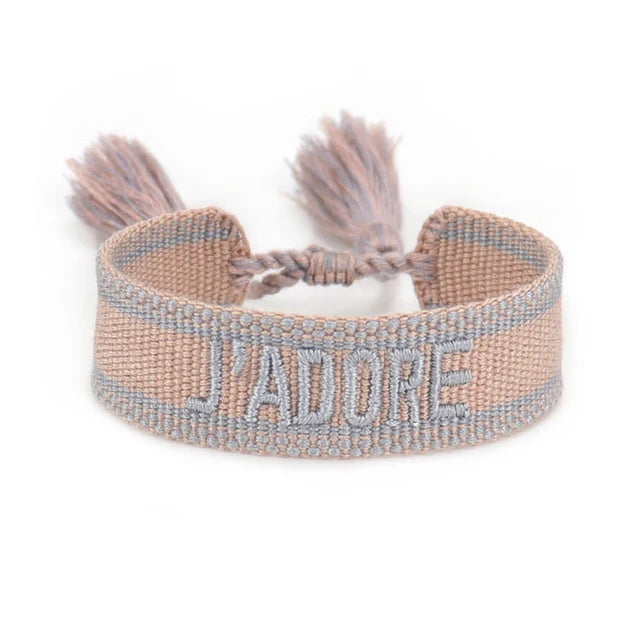 Bracelet Tressé avec Corde Réglable pour Femme, Tissé, Lettres Brodées, Pompon, Chia, Cadeau pour Amoureux, Nouvelle Collection 2022