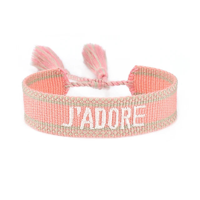 Bracelet Tressé avec Corde Réglable pour Femme, Tissé, Lettres Brodées, Pompon, Chia, Cadeau pour Amoureux, Nouvelle Collection 2022