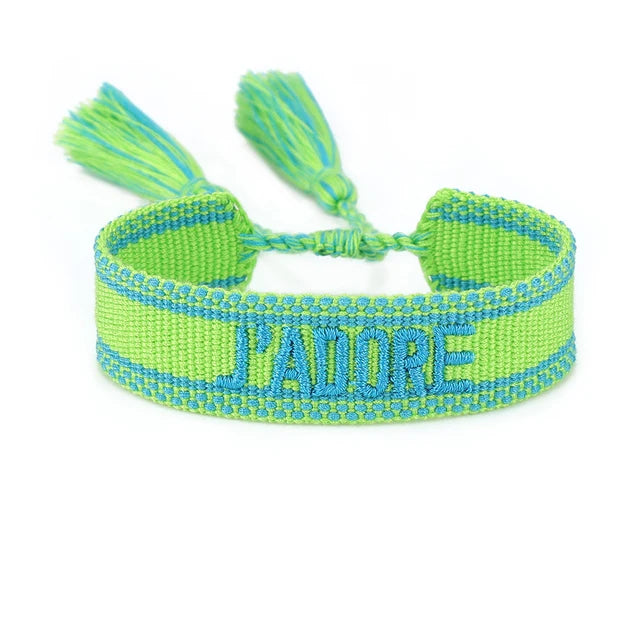 Bracelet Tressé avec Corde Réglable pour Femme, Tissé, Lettres Brodées, Pompon, Chia, Cadeau pour Amoureux, Nouvelle Collection 2022