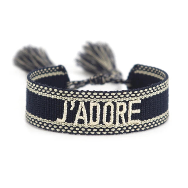 Bracelet Tressé avec Corde Réglable pour Femme, Tissé, Lettres Brodées, Pompon, Chia, Cadeau pour Amoureux, Nouvelle Collection 2022