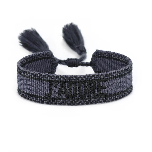 Bracelet Tressé avec Corde Réglable pour Femme, Tissé, Lettres Brodées, Pompon, Chia, Cadeau pour Amoureux, Nouvelle Collection 2022