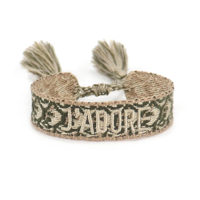 Bracelet Tressé avec Corde Réglable pour Femme, Tissé, Lettres Brodées, Pompon, Chia, Cadeau pour Amoureux, Nouvelle Collection 2022