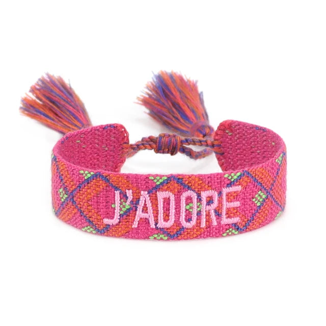 Bracelet Tressé avec Corde Réglable pour Femme, Tissé, Lettres Brodées, Pompon, Chia, Cadeau pour Amoureux, Nouvelle Collection 2022