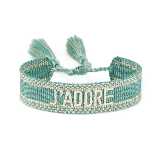 Bracelet Tressé avec Corde Réglable pour Femme, Tissé, Lettres Brodées, Pompon, Chia, Cadeau pour Amoureux, Nouvelle Collection 2022