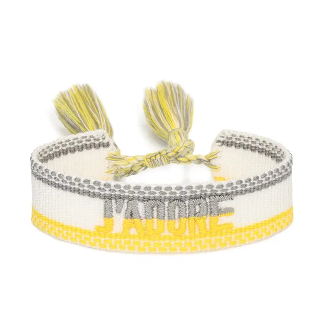 Bracelet Tressé avec Corde Réglable pour Femme, Tissé, Lettres Brodées, Pompon, Chia, Cadeau pour Amoureux, Nouvelle Collection 2022