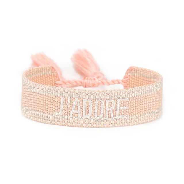 Bracelet Tressé avec Corde Réglable pour Femme, Tissé, Lettres Brodées, Pompon, Chia, Cadeau pour Amoureux, Nouvelle Collection 2022