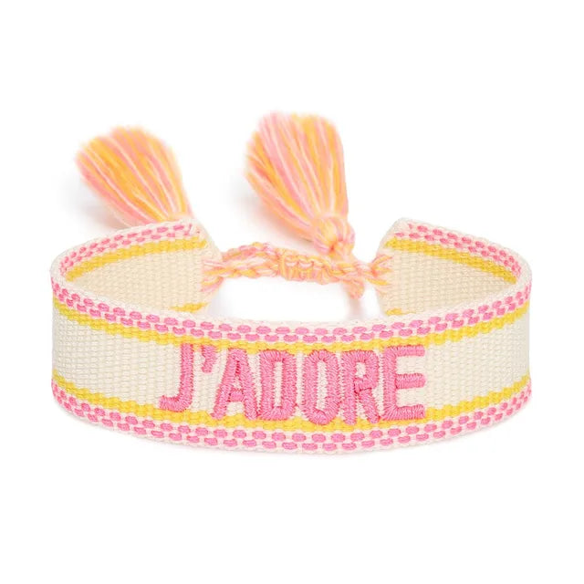 Bracelet Tressé avec Corde Réglable pour Femme, Tissé, Lettres Brodées, Pompon, Chia, Cadeau pour Amoureux, Nouvelle Collection 2022