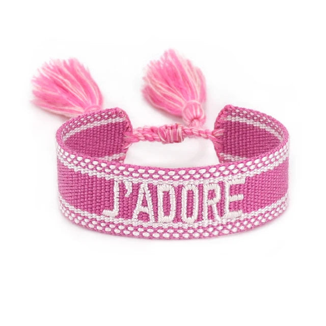 Bracelet Tressé avec Corde Réglable pour Femme, Tissé, Lettres Brodées, Pompon, Chia, Cadeau pour Amoureux, Nouvelle Collection 2022