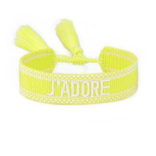 Bracelet Tressé avec Corde Réglable pour Femme, Tissé, Lettres Brodées, Pompon, Chia, Cadeau pour Amoureux, Nouvelle Collection 2022