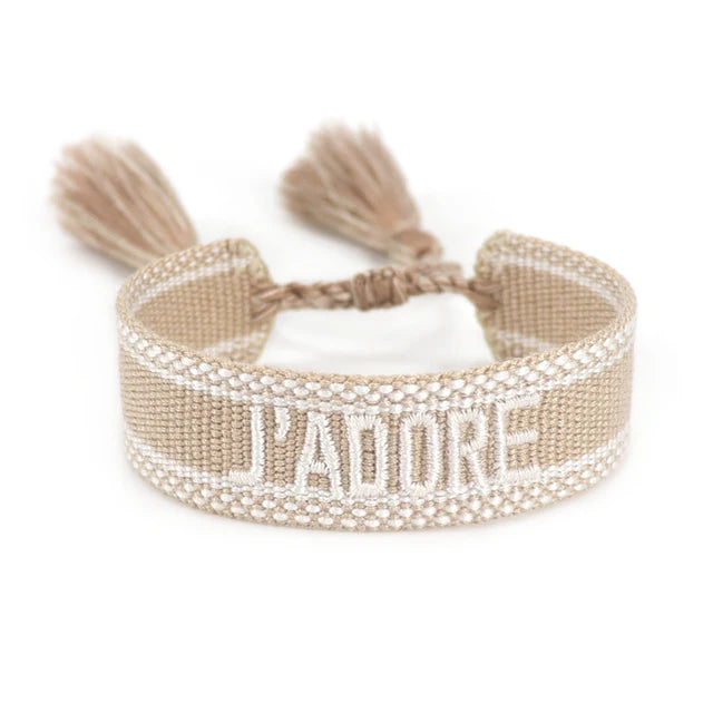 Bracelet Tressé avec Corde Réglable pour Femme, Tissé, Lettres Brodées, Pompon, Chia, Cadeau pour Amoureux, Nouvelle Collection 2022