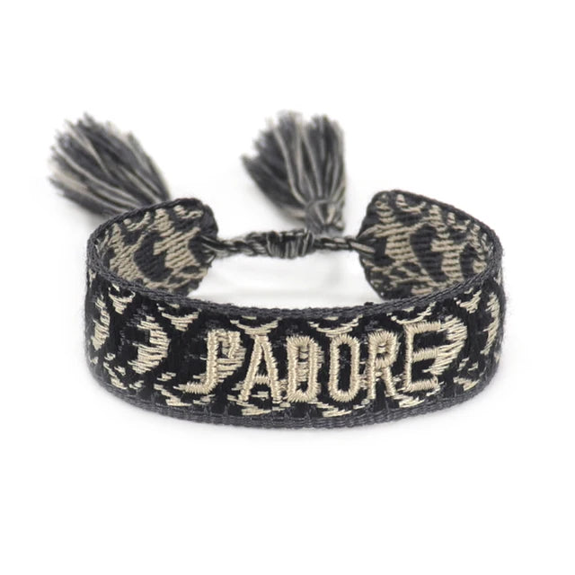 Bracelet Tressé avec Corde Réglable pour Femme, Tissé, Lettres Brodées, Pompon, Chia, Cadeau pour Amoureux, Nouvelle Collection 2022