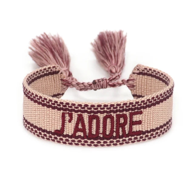 Bracelet Tressé avec Corde Réglable pour Femme, Tissé, Lettres Brodées, Pompon, Chia, Cadeau pour Amoureux, Nouvelle Collection 2022