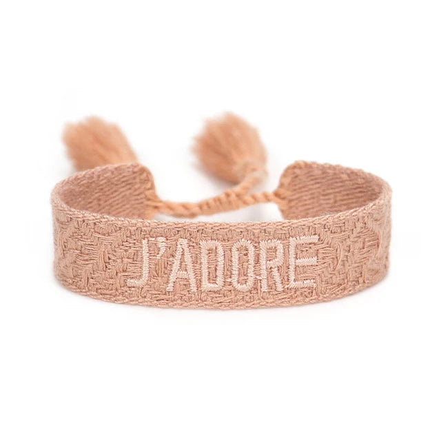 Bracelet Tressé avec Corde Réglable pour Femme, Tissé, Lettres Brodées, Pompon, Chia, Cadeau pour Amoureux, Nouvelle Collection 2022