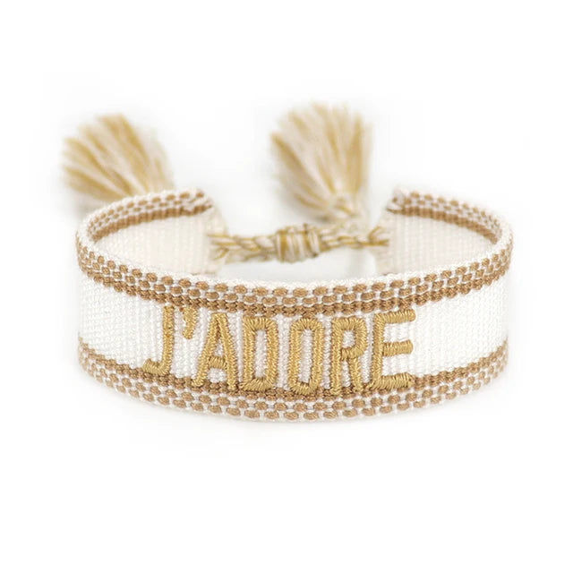 Bracelet Tressé avec Corde Réglable pour Femme, Tissé, Lettres Brodées, Pompon, Chia, Cadeau pour Amoureux, Nouvelle Collection 2022