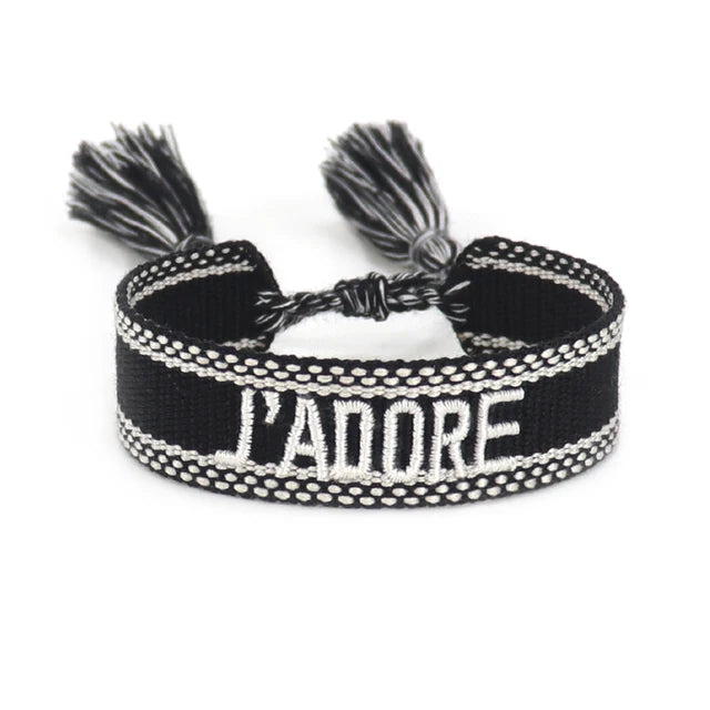 Bracelet Tressé avec Corde Réglable pour Femme, Tissé, Lettres Brodées, Pompon, Chia, Cadeau pour Amoureux, Nouvelle Collection 2022