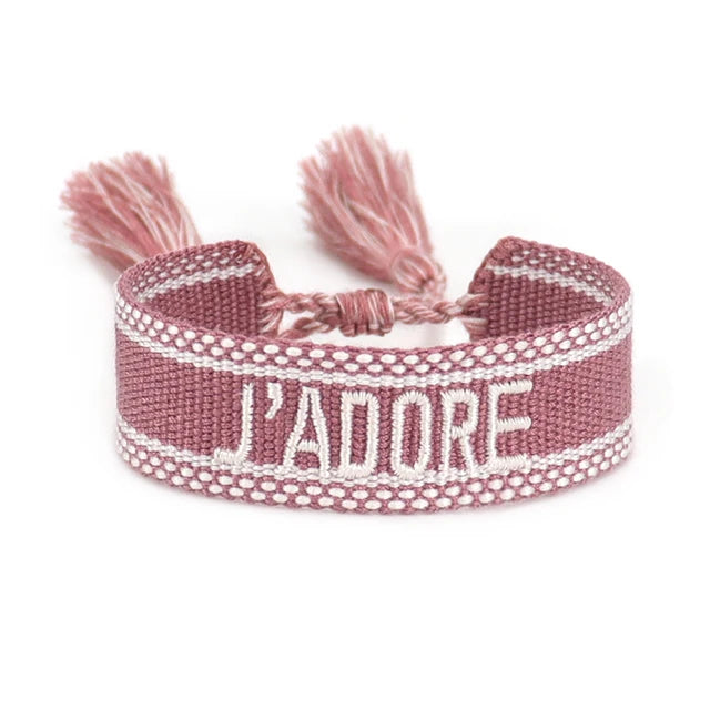 Bracelet Tressé avec Corde Réglable pour Femme, Tissé, Lettres Brodées, Pompon, Chia, Cadeau pour Amoureux, Nouvelle Collection 2022