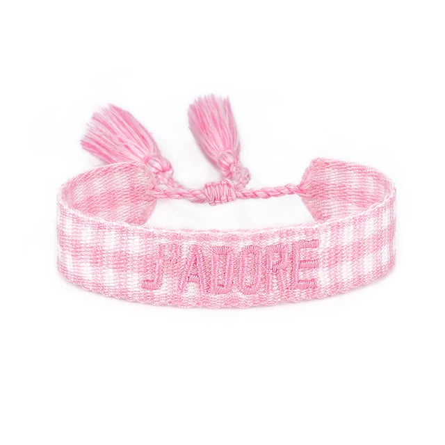 Bracelet Tressé avec Corde Réglable pour Femme, Tissé, Lettres Brodées, Pompon, Chia, Cadeau pour Amoureux, Nouvelle Collection 2022