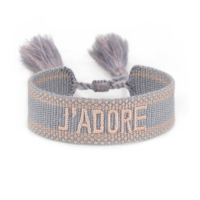 Bracelet Tressé avec Corde Réglable pour Femme, Tissé, Lettres Brodées, Pompon, Chia, Cadeau pour Amoureux, Nouvelle Collection 2022