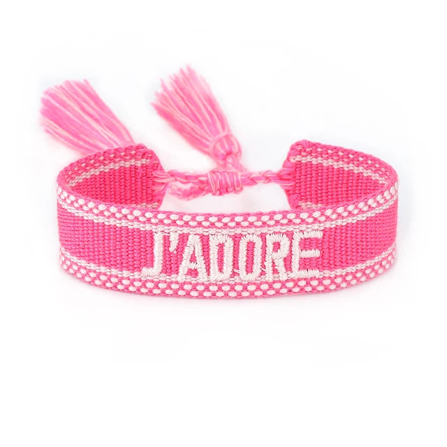 Bracelet Tressé avec Corde Réglable pour Femme, Tissé, Lettres Brodées, Pompon, Chia, Cadeau pour Amoureux, Nouvelle Collection 2022