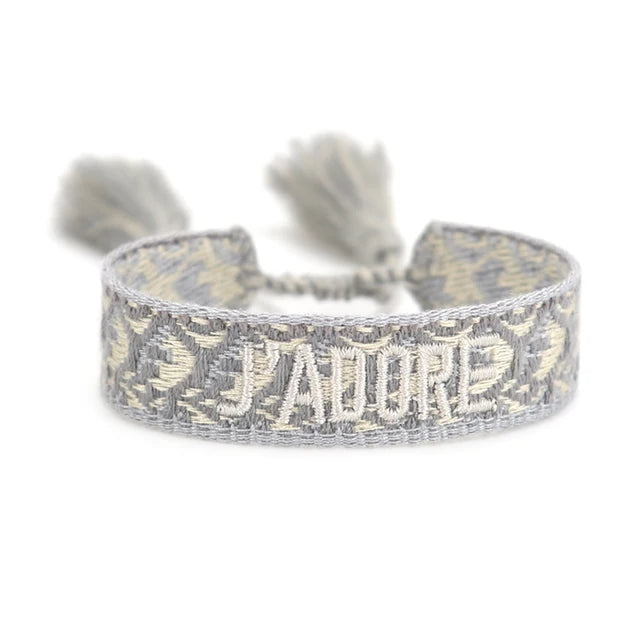 Bracelet Tressé avec Corde Réglable pour Femme, Tissé, Lettres Brodées, Pompon, Chia, Cadeau pour Amoureux, Nouvelle Collection 2022