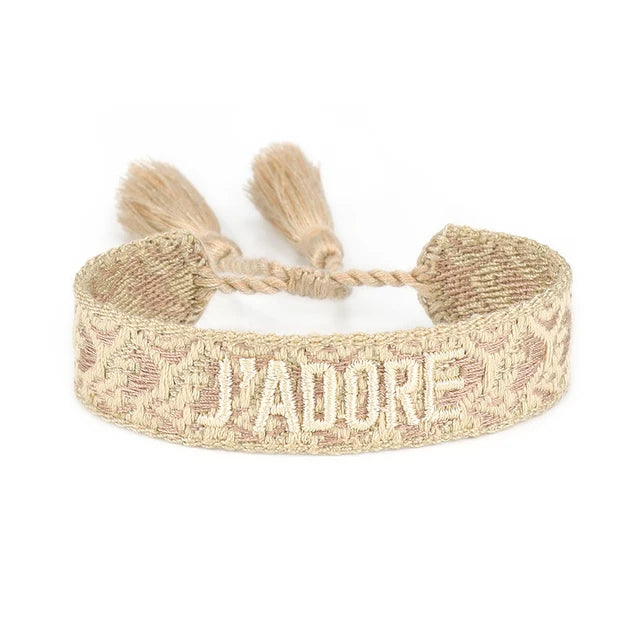 Bracelet Tressé avec Corde Réglable pour Femme, Tissé, Lettres Brodées, Pompon, Chia, Cadeau pour Amoureux, Nouvelle Collection 2022