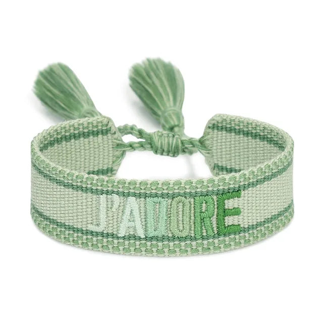 Bracelet Tressé avec Corde Réglable pour Femme, Tissé, Lettres Brodées, Pompon, Chia, Cadeau pour Amoureux, Nouvelle Collection 2022