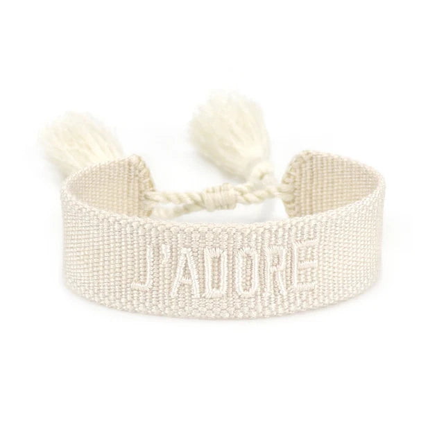 Bracelet Tressé avec Corde Réglable pour Femme, Tissé, Lettres Brodées, Pompon, Chia, Cadeau pour Amoureux, Nouvelle Collection 2022