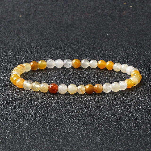 Bracelets de perles en pierre naturelle Reiki pour femmes et hommes, bracelets de lave d'agate commandés, petits bracelets faits à la main, bijoux simples, vente en gros, 4mm