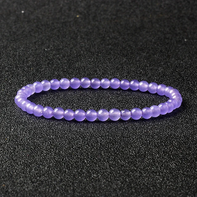 Bracelets de perles en pierre naturelle Reiki pour femmes et hommes, bracelets de lave d'agate commandés, petits bracelets faits à la main, bijoux simples, vente en gros, 4mm