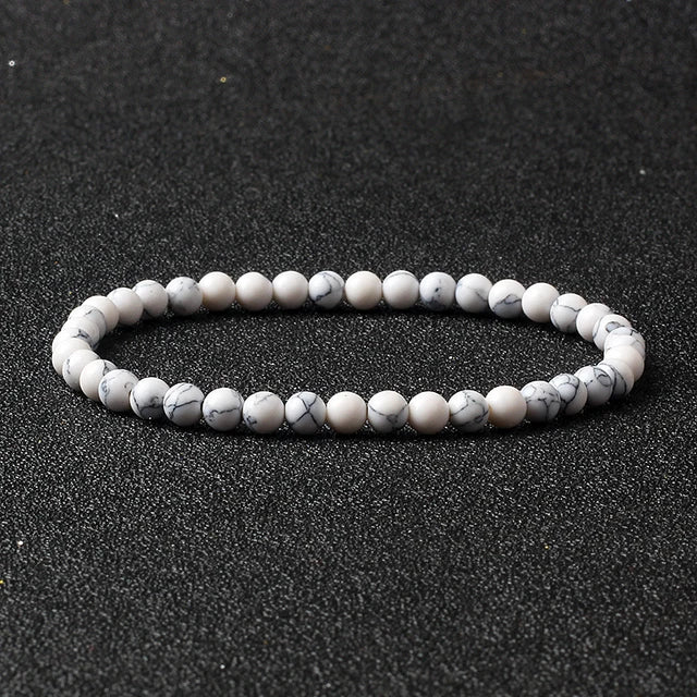 Bracelets de perles en pierre naturelle Reiki pour femmes et hommes, bracelets de lave d'agate commandés, petits bracelets faits à la main, bijoux simples, vente en gros, 4mm