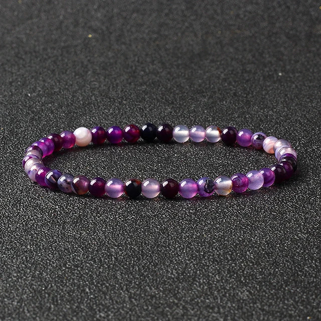 Bracelets de perles en pierre naturelle Reiki pour femmes et hommes, bracelets de lave d'agate commandés, petits bracelets faits à la main, bijoux simples, vente en gros, 4mm