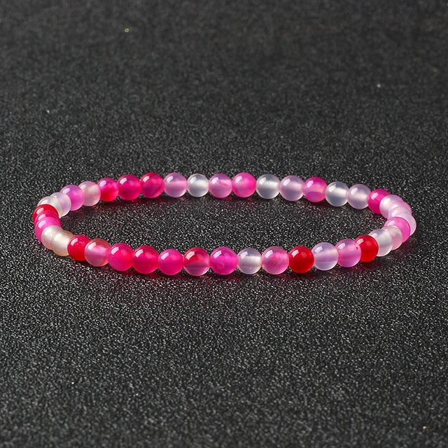 Bracelets de perles en pierre naturelle Reiki pour femmes et hommes, bracelets de lave d'agate commandés, petits bracelets faits à la main, bijoux simples, vente en gros, 4mm