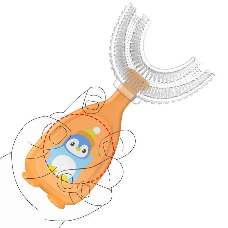 Brosse à dents en forme de U pour enfants, 360 degrés, anneau de dentition pour bébé, brosse à dents en Silicone pour tout-petits, soins buccaux, nettoyage