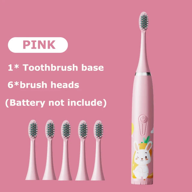 Brosse à dents électrique sonique pour enfants, dessin animé coloré pour enfants