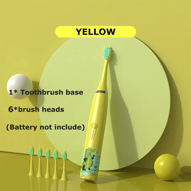 Brosse à dents électrique sonique pour enfants, dessin animé coloré pour enfants