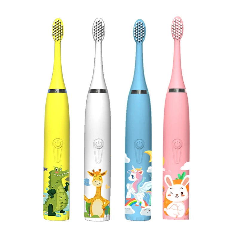 Brosse à dents électrique sonique pour enfants, dessin animé coloré pour enfants