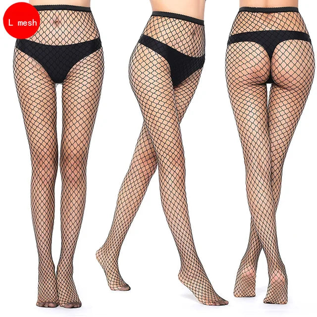 Collants résille noirs évidés pour femmes, collants sexy, bas résille, bonneterie de fête de club, lingerie féminine, chaussettes en maille de cuisse pour filles, mode