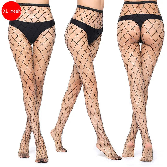 Collants résille noirs évidés pour femmes, collants sexy, bas résille, bonneterie de fête de club, lingerie féminine, chaussettes en maille de cuisse pour filles, mode