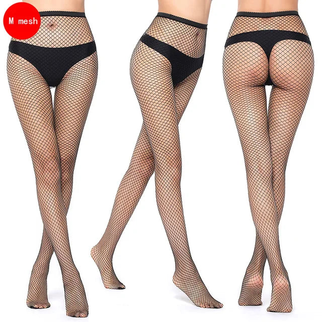 Collants résille noirs évidés pour femmes, collants sexy, bas résille, bonneterie de fête de club, lingerie féminine, chaussettes en maille de cuisse pour filles, mode