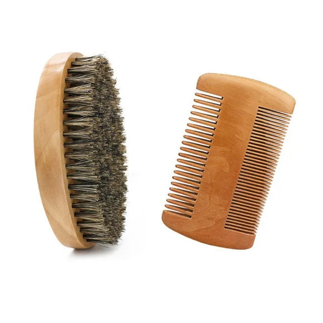 Ensemble de pinceaux de rasage pour hommes, poils de sanglier, barbier portable, brosse à barbe naturelle pour livres qualifiée aux, peigne en bois, outil de coiffage, vente en gros